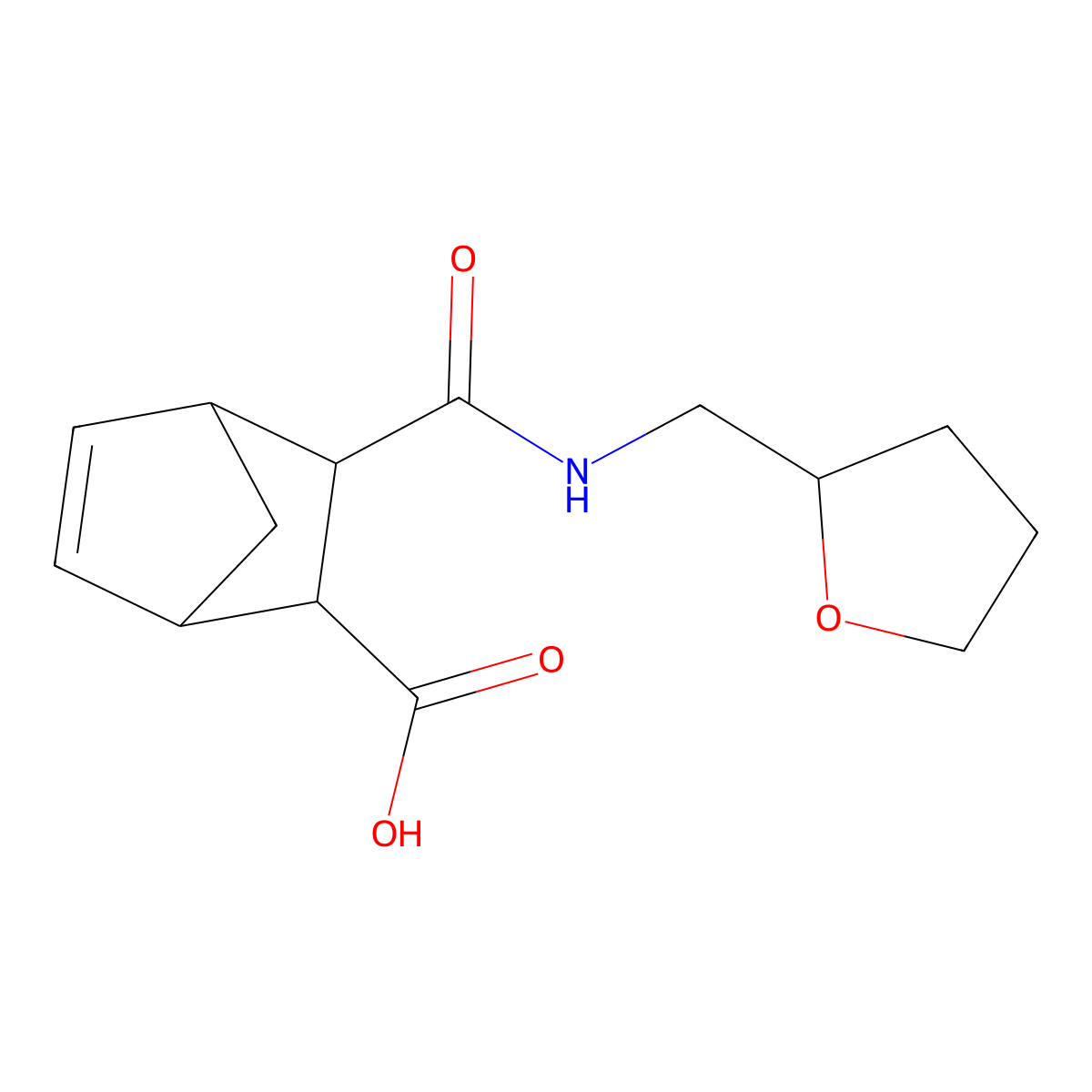 3-[(Tetrahydro-furan-2-ylmethyl)-carbamoyl]-bicyclo[2.2.1]hept-5-ene-2-carboxylic acid molecular structure, CAS 1005062-37-2