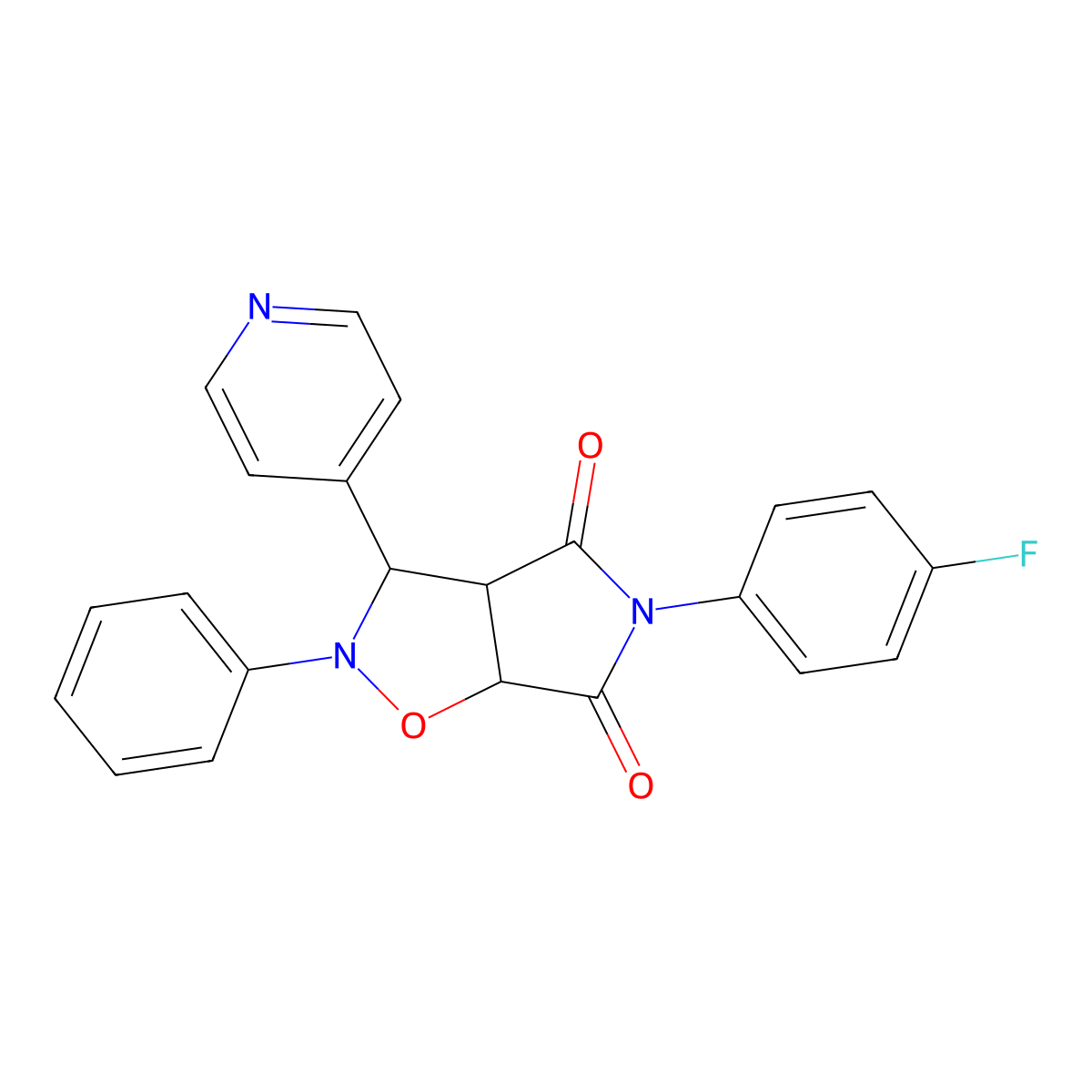 5-(4-fluorophenyl)-2-phenyl-3-pyridin-4-yl-3a,6a-dihydro-3H-pyrrolo[3,4-d][1,2]oxazole-4,6-dione molecular structure, CAS 1005066-11-4