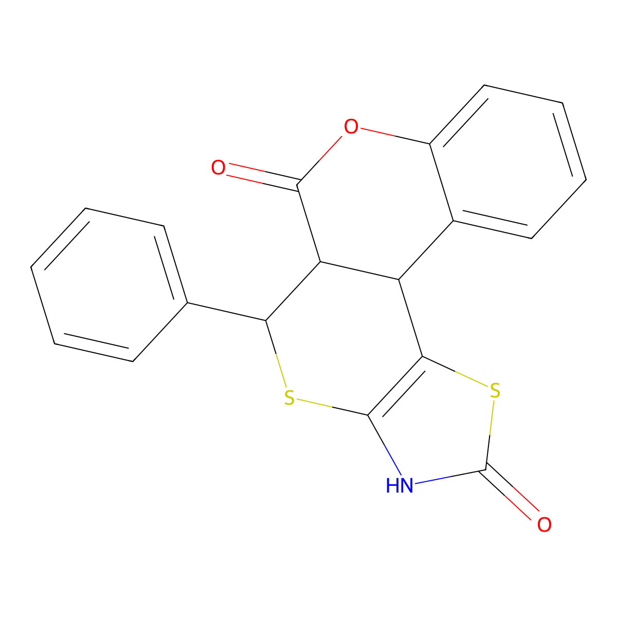 5-phenyl-5,5a-dihydrochromeno[4',3':4,5]thiopyrano[2,3-d]thiazole-2,6(3H,11bH)-dione molecular structure, CAS 1005066-12-5