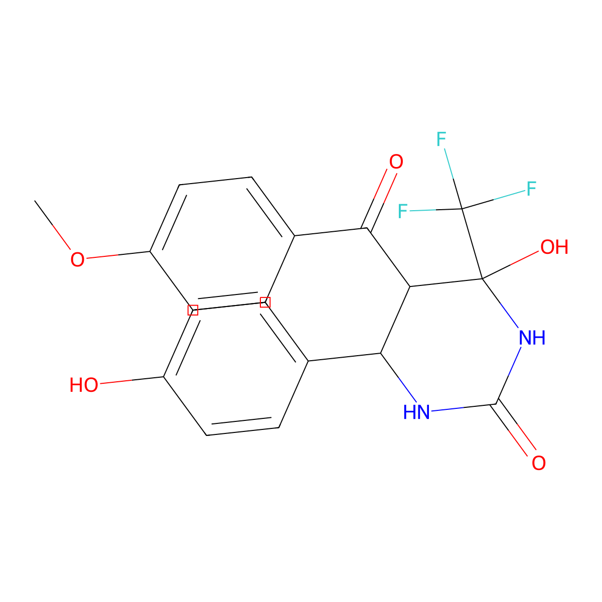 4-hydroxy-6-(4-hydroxyphenyl)-5-[(4-methoxyphenyl)carbonyl]-4-(trifluoromethyl)tetrahydropyrimidin-2(1H)-one molecular structure, CAS 1005066-20-5