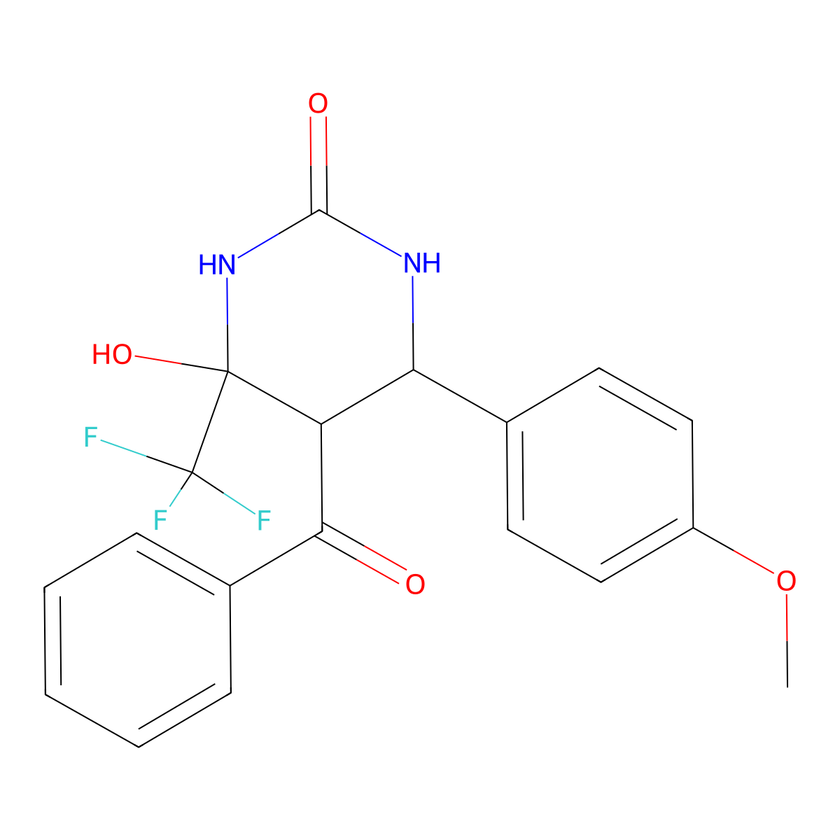5-Benzoyl-4-hydroxy-6-(4-methoxyphenyl)-4-(trifluoromethyl)-1,3-diazinan-2-one molecular structure, CAS 1005066-21-6