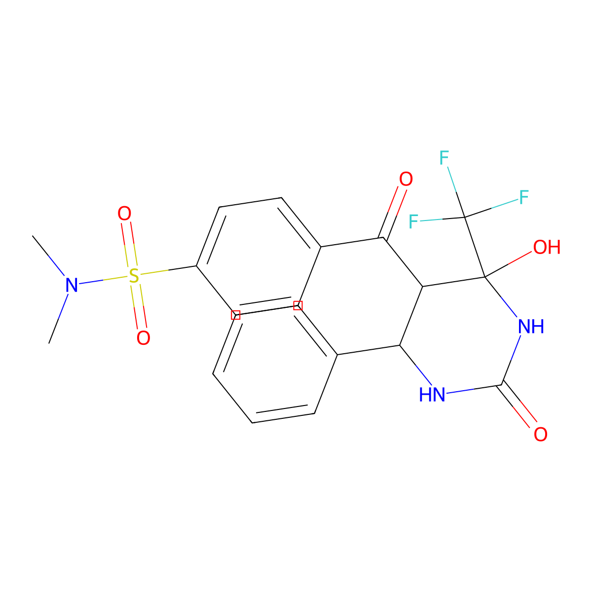 4-{[4-hydroxy-2-oxo-6-phenyl-4-(trifluoromethyl)hexahydropyrimidin-5-yl]carbonyl}-N,N-dimethylbenzenesulfonamide molecular structure, CAS 1005066-38-5