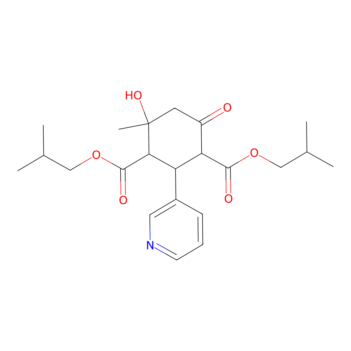 Diisobutyl 4-hydroxy-4-methyl-6-oxo-2-pyridin-3-ylcyclohexane-1,3-dicarboxylate molecular structure, CAS 1005066-47-6