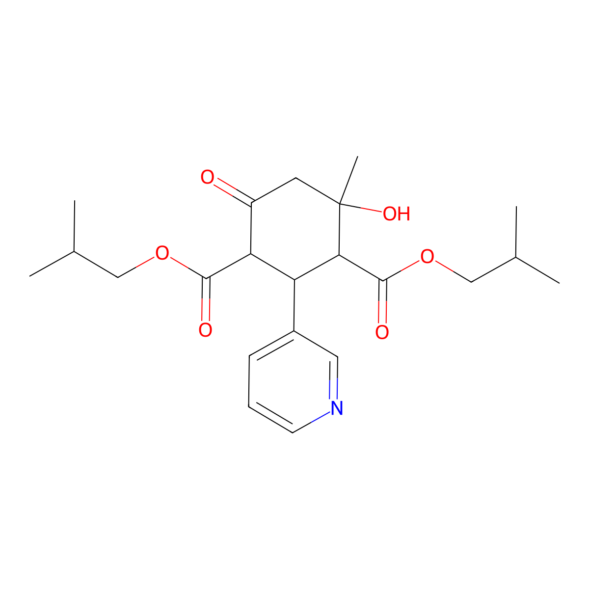 Diisobutyl 4-hydroxy-4-methyl-6-oxo-2-pyridin-3-ylcyclohexane-1,3-dicarboxylate molecular structure, CAS 1005066-47-6