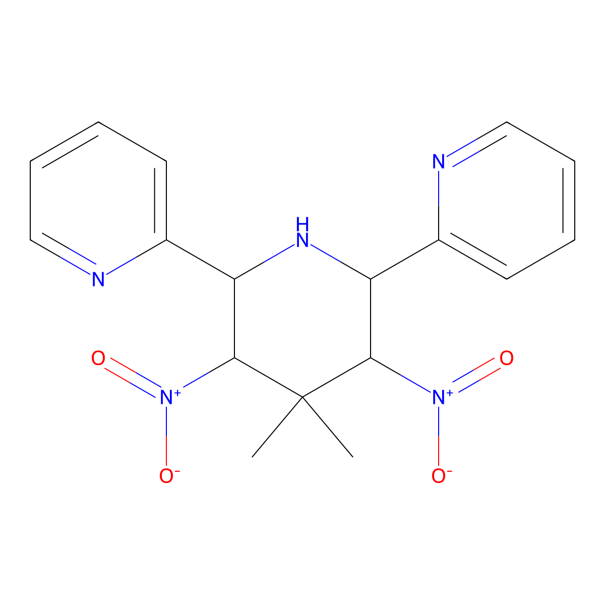 2-(4,4-Dimethyl-3,5-dinitro-6-pyridin-2-ylpiperidin-2-yl)pyridine molecular structure, CAS 1005066-48-7