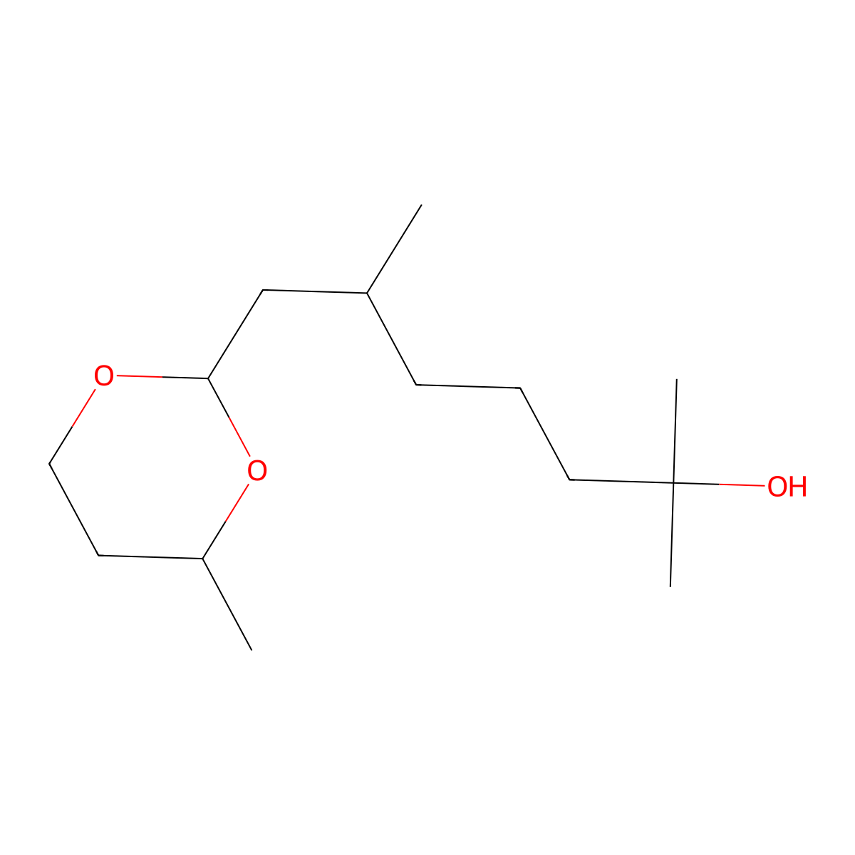 2,6-Dimethyl-7-(4-methyl-1,3-dioxan-2-yl)heptan-2-ol molecular structure, CAS 1005068-60-9