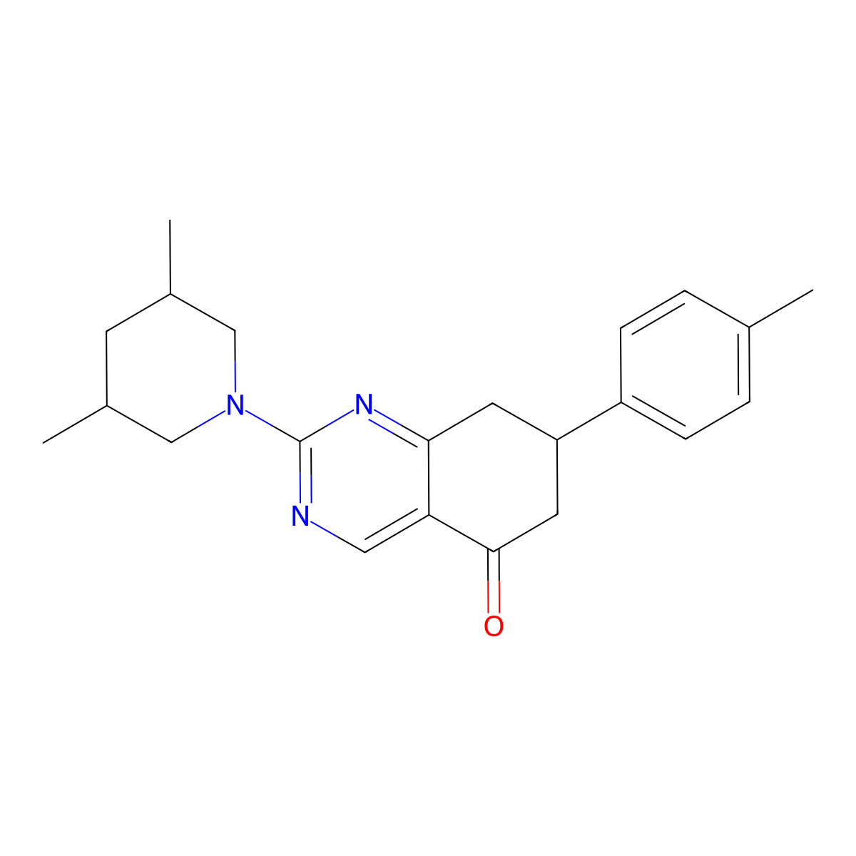 2-(3,5-dimethylpiperidin-1-yl)-7-(4-methylphenyl)-7,8-dihydroquinazolin-5(6H)-one molecular structure, CAS 1005068-64-3
