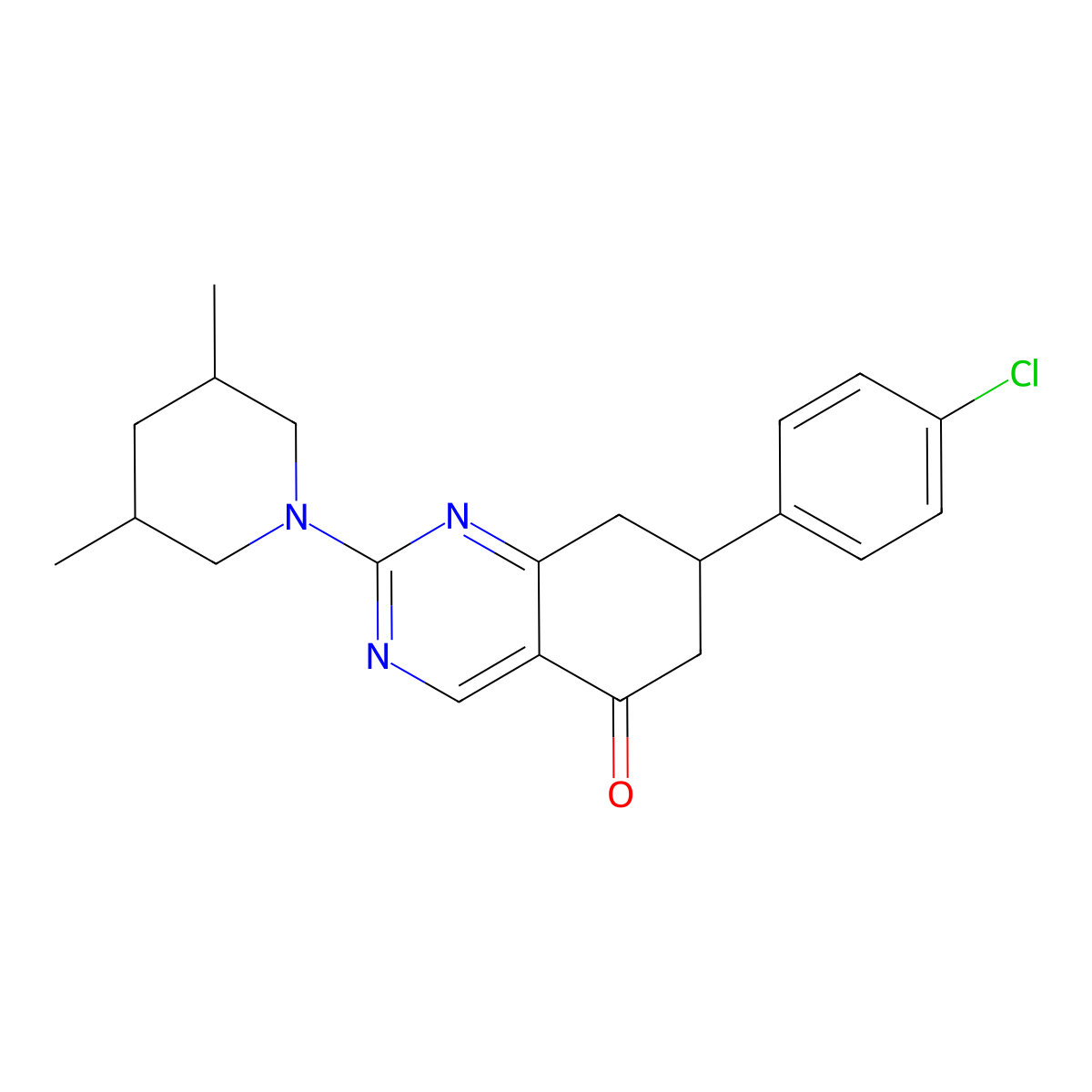7-(4-chlorophenyl)-2-(3,5-dimethylpiperidin-1-yl)-7,8-dihydroquinazolin-5(6H)-one molecular structure, CAS 1005068-65-4