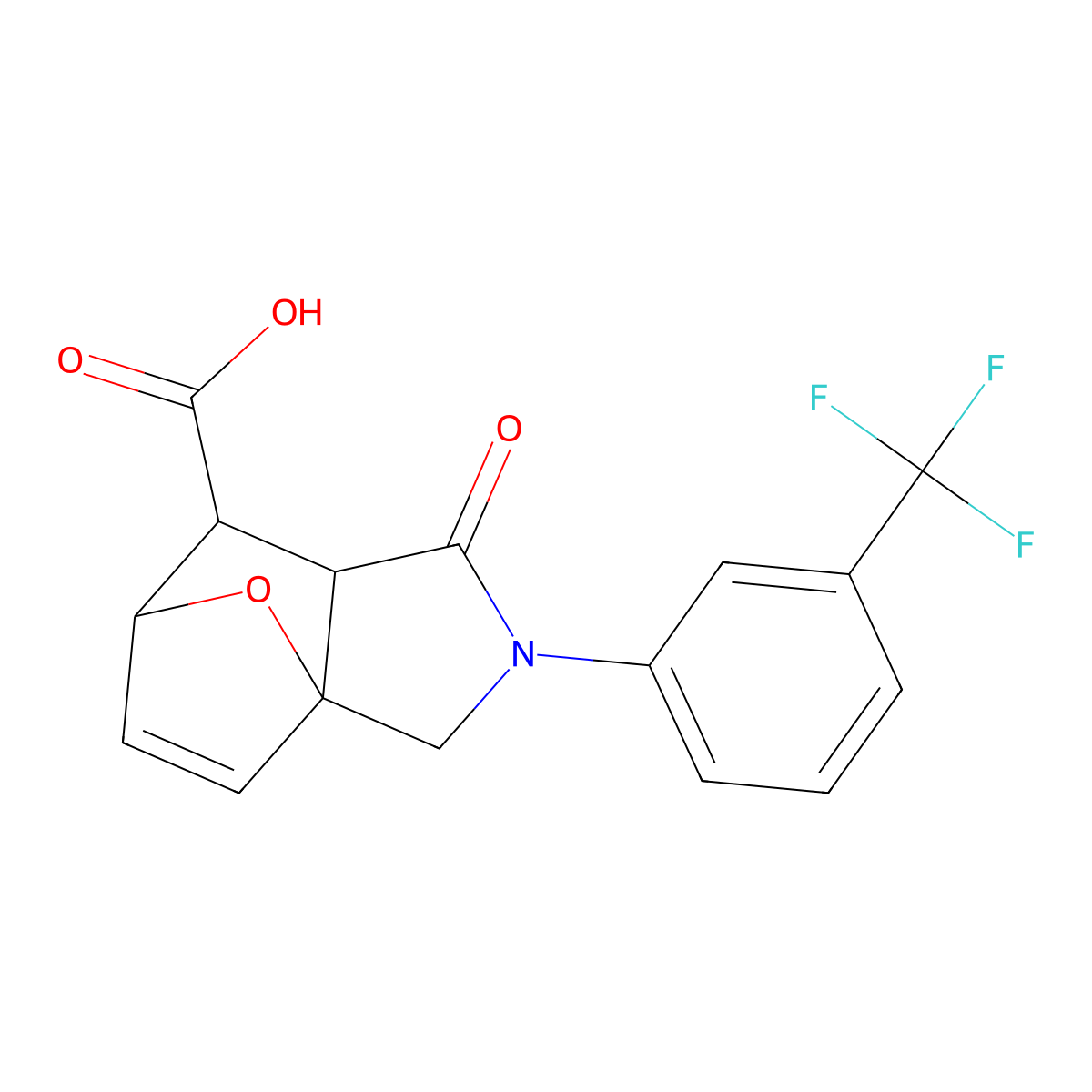 1-Oxo-2-(3-(trifluoromethyl)phenyl)-1,2,3,6,7,7a-hexahydro-3a,6-epoxyisoindole-7-carboxylic acid molecular structure, CAS 1005068-67-6