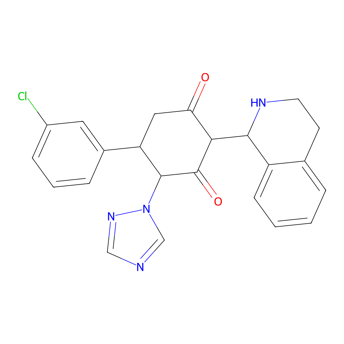 5-(3-chlorophenyl)-2-(1,2,3,4-tetrahydro-1-isoquinolinyl)-4-(1H-1,2,4-triazol-1-yl)-1,3-cyclohexanedione molecular structure, CAS 1005068-80-3
