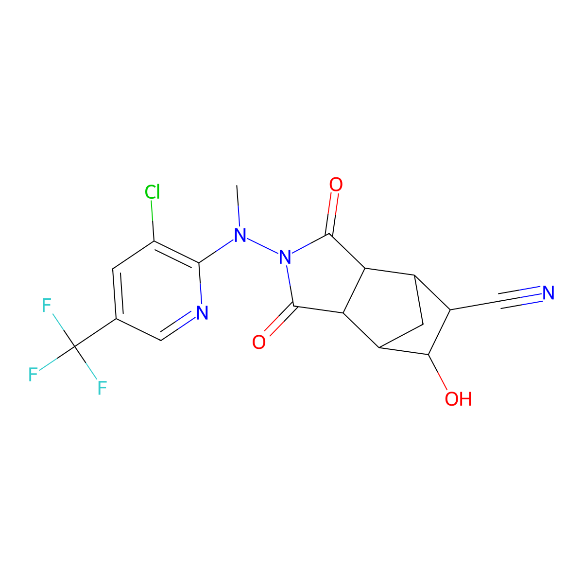 4-[[3-Chloro-5-(trifluoromethyl)-2-pyridinyl](methyl)amino]-9-hydroxy-3,5-dioxo-4-azatricyclo[5.2.1.0~2,6~]decane-8-carbonitrile molecular structure, CAS 1005068-81-4