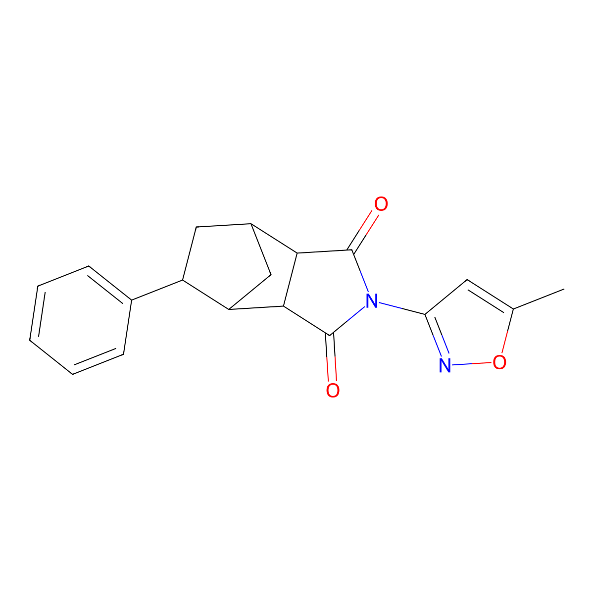 2-(5-methyl-1,2-oxazol-3-yl)-5-phenylhexahydro-1H-4,7-methanoisoindole-1,3(2H)-dione molecular structure, CAS 1005068-89-2