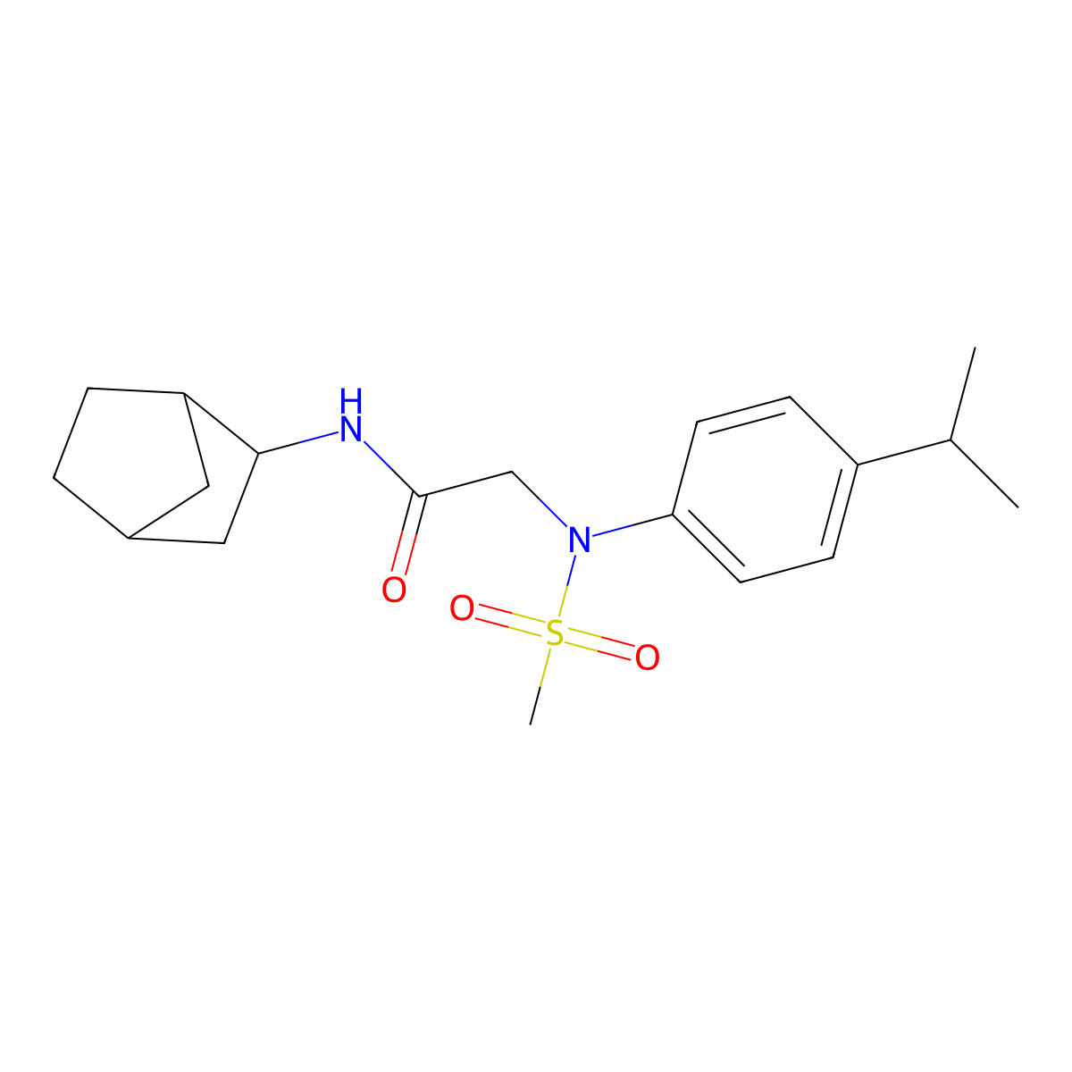 N-(3-bicyclo[2.2.1]heptanyl)-2-(N-methylsulfonyl-4-propan-2-ylanilino)acetamide molecular structure, CAS 1005068-95-0