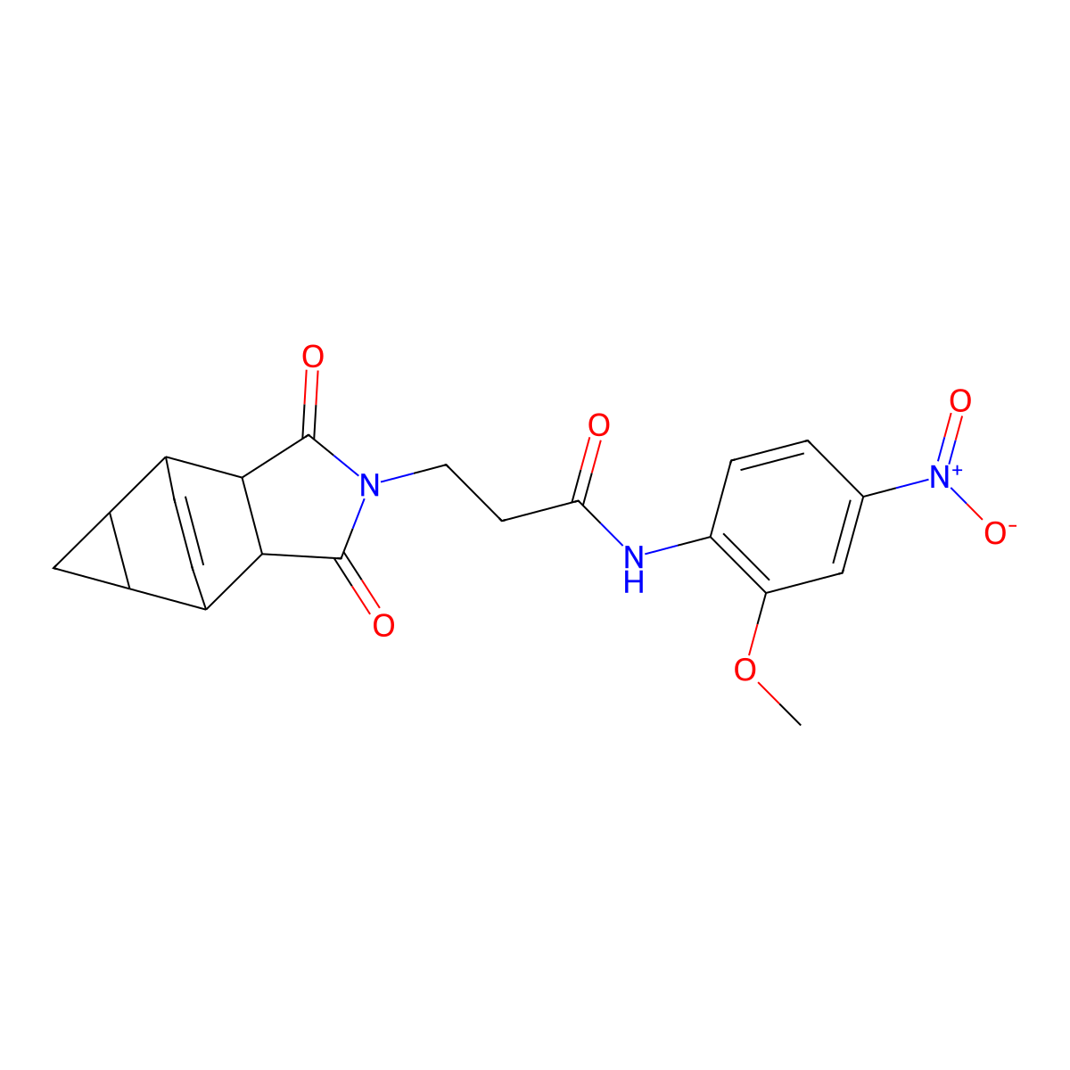3-(1,3-dioxooctahydro-4,6-ethenocyclopropa[f]isoindol-2(1H)-yl)-N-(2-methoxy-4-nitrophenyl)propanamide molecular structure, CAS 1005068-97-2