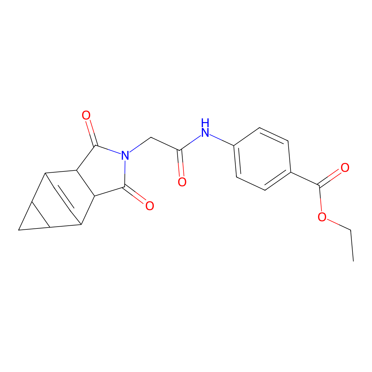ethyl 4-{[(1,3-dioxooctahydro-4,6-ethenocyclopropa[f]isoindol-2(1H)-yl)acetyl]amino}benzoate molecular structure, CAS 1005069-10-2