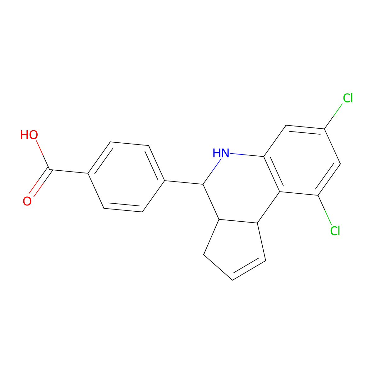 4-(7,9-dichloro-3a,4,5,9b-tetrahydro-3H-cyclopenta[c]quinolin-4-yl)benzoic acid molecular structure, CAS 1005069-18-0