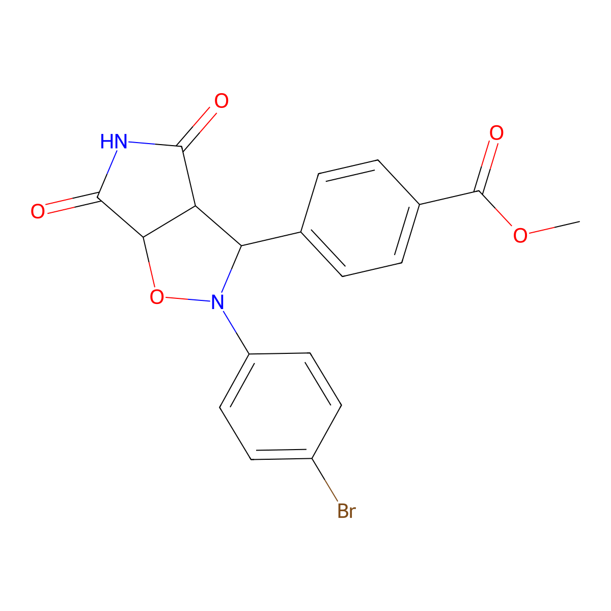 methyl 4-(2-(4-bromophenyl)-4,6-dioxohexahydro-2H-pyrrolo[3,4-d]isoxazol-3-yl)benzoate molecular structure, CAS 1005069-19-1