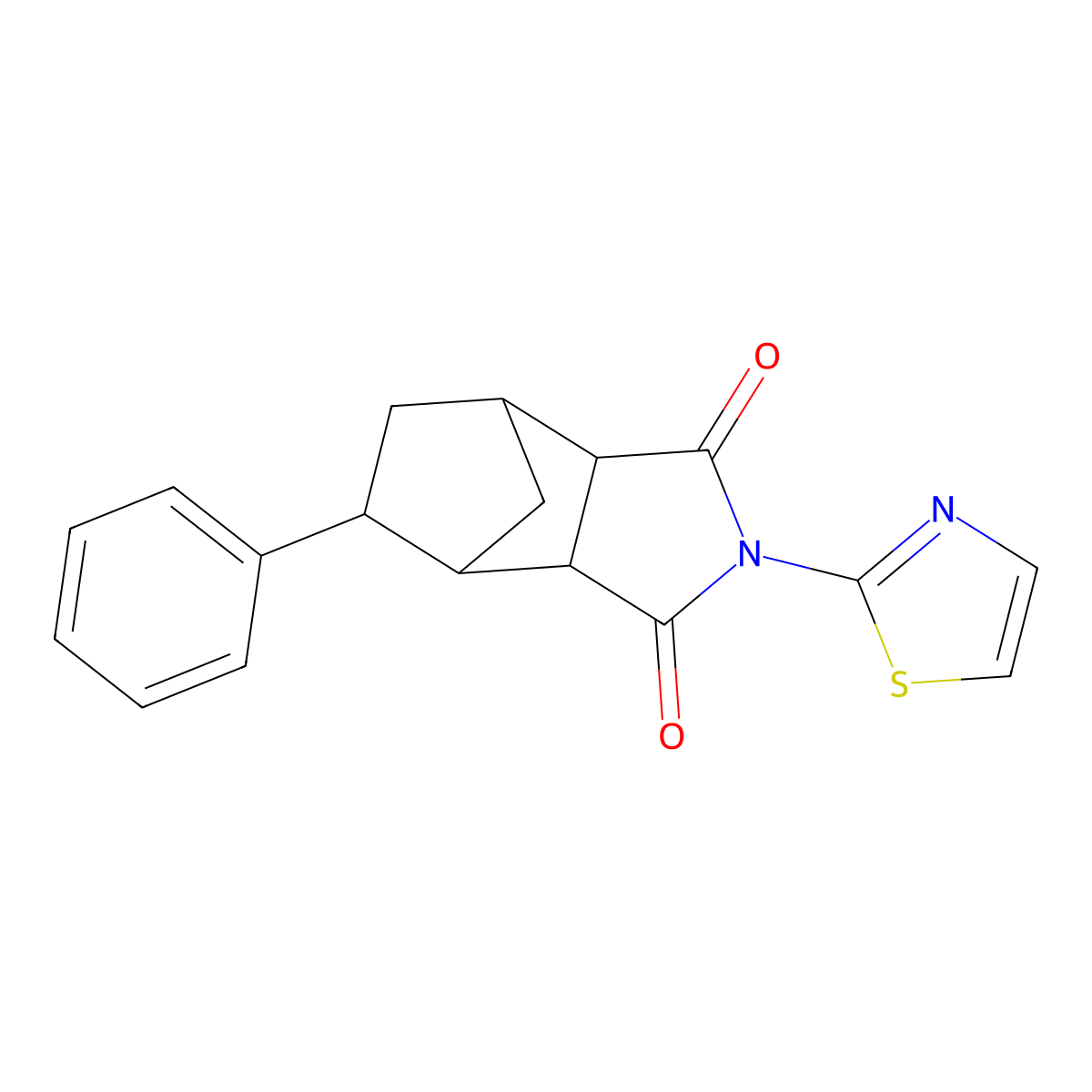 5-phenyl-2-(1,3-thiazol-2-yl)hexahydro-1H-4,7-methanoisoindole-1,3(2H)-dione molecular structure, CAS 1005069-26-0