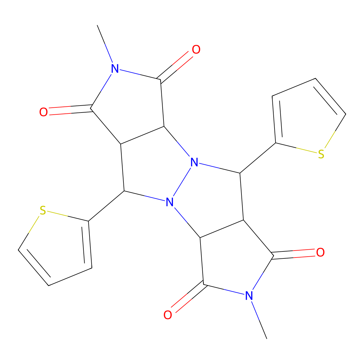 4,11-Dimethyl-7,14-dithiophen-2-yl-1,4,8,11-tetrazatetracyclo[6.6.0.02,6.09,13]tetradecane-3,5,10,12-tetrone molecular structure, CAS 1005069-33-9