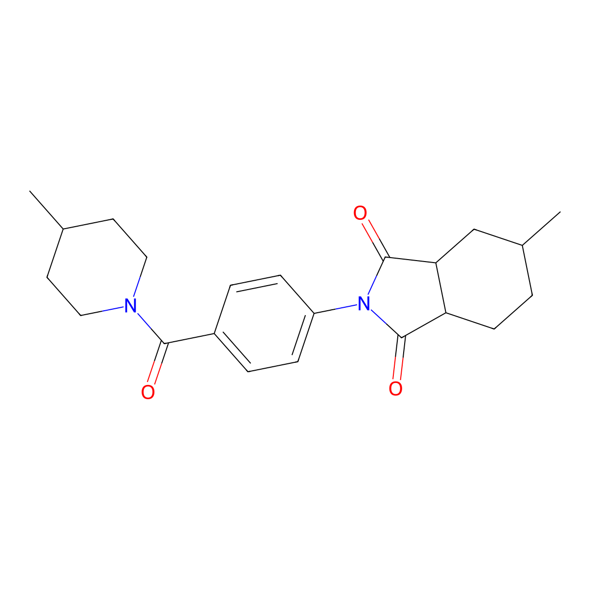 5-Methyl-2-[4-(4-methylpiperidine-1-carbonyl)phenyl]-3a,4,5,6,7,7a-hexahydroisoindole-1,3-dione molecular structure, CAS 1005072-25-2
