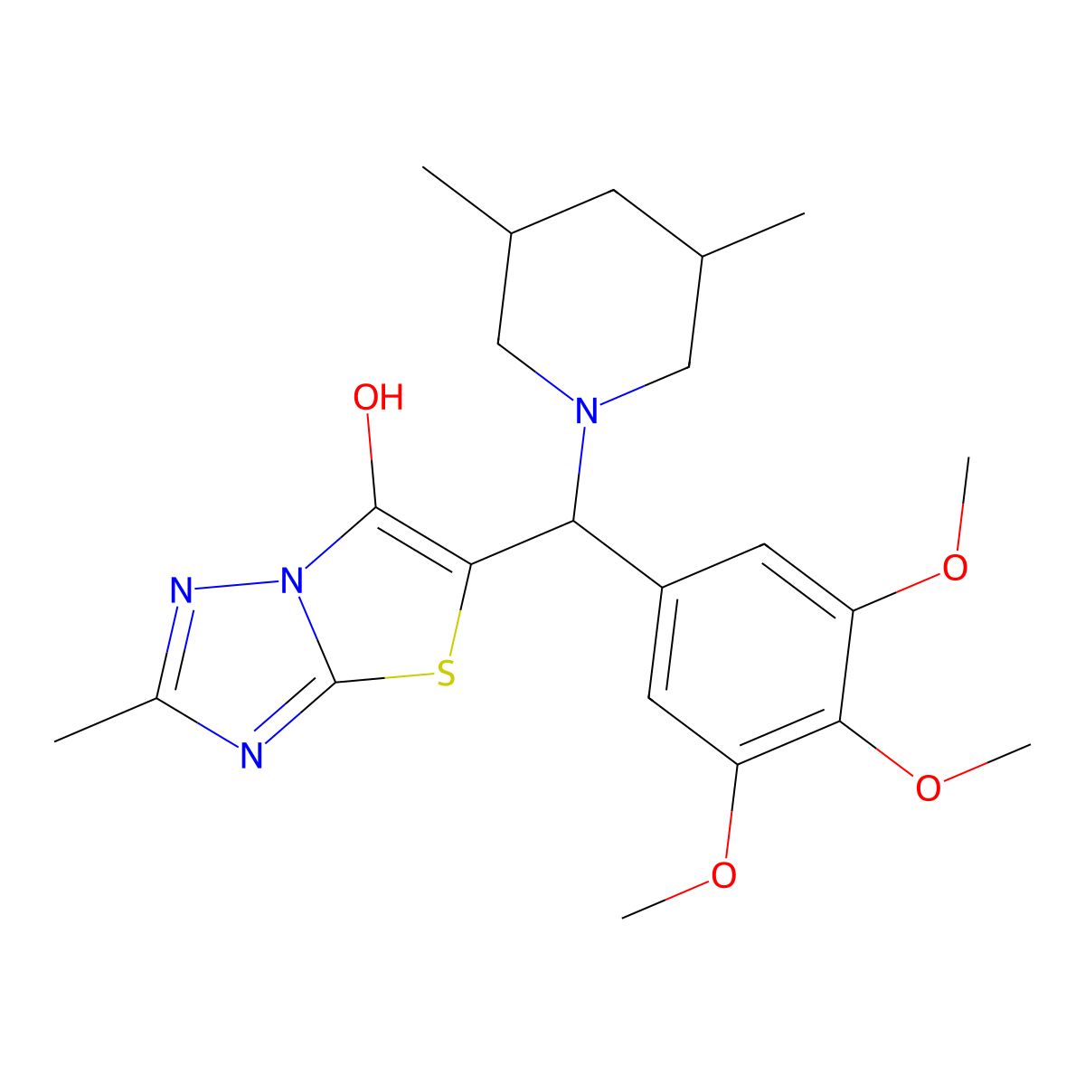 5-((3,5-Dimethylpiperidin-1-yl)(3,4,5-trimethoxyphenyl)methyl)-2-methylthiazolo[3,2-b][1,2,4]triazol-6-ol molecular structure, CAS 1005072-27-4