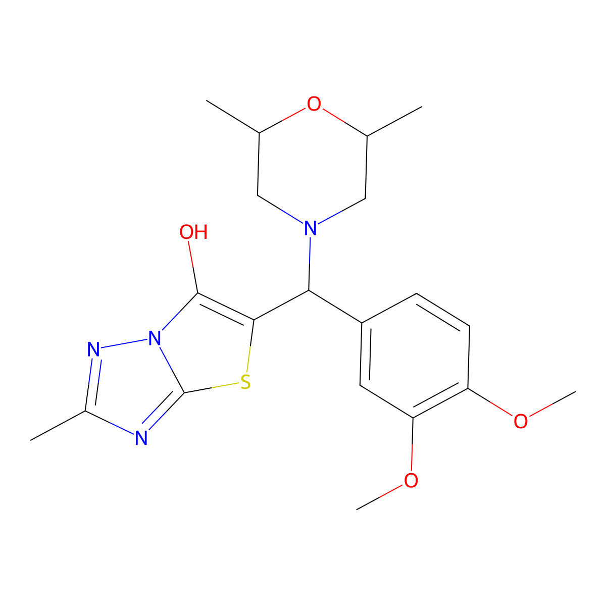 5-((3,4-Dimethoxyphenyl)(2,6-dimethylmorpholino)methyl)-2-methylthiazolo[3,2-b][1,2,4]triazol-6-ol molecular structure, CAS 1005072-46-7