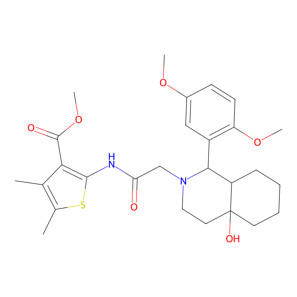 2-{2-[1-(2,5-Dimethoxy-phenyl)-4a-hydroxy-octahydro-isoquinolin-2-yl]-acetylamino}-4,5-dimethyl-thiophene-3-carboxylic acid methyl ester molecular structure, CAS 1005072-50-3