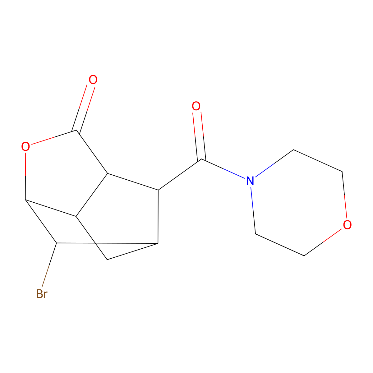 2-Bromo-9-(4-morpholinylcarbonyl)-4-oxatricyclo[4.2.1.0~3,7~]nonan-5-one molecular structure, CAS 1005073-79-9