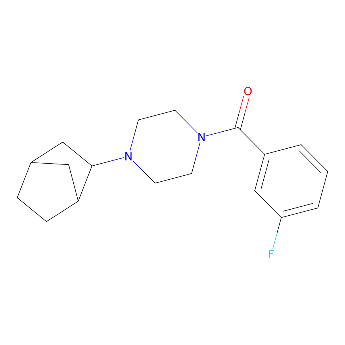 [4-(3-Bicyclo[2.2.1]heptanyl)piperazin-1-yl]-(3-fluorophenyl)methanone molecular structure, CAS 1005073-90-4