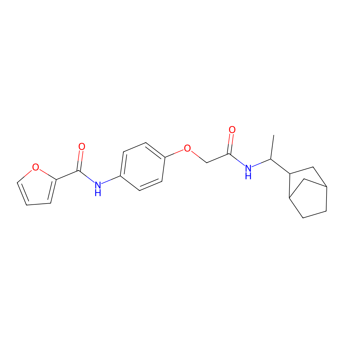 N-(4-{[(1-{bicyclo[2.2.1]heptan-2-yl}ethyl)carbamoyl]methoxy}phenyl)furan-2-carboxamide molecular structure, CAS 1005073-95-9