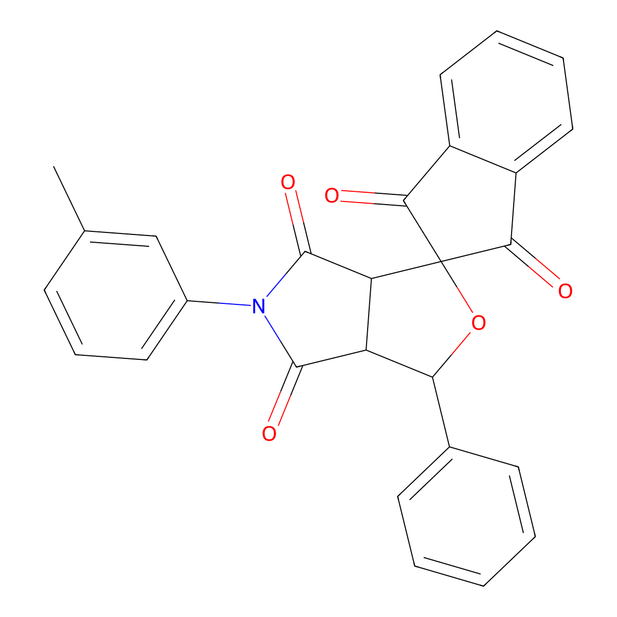 5-(3-methylphenyl)-3-phenyl-3a,6a-dihydrospiro[furo[3,4-c]pyrrole-1,2'-indene]-1',3',4,6(3H,5H)-tetrone molecular structure, CAS 1005074-14-5