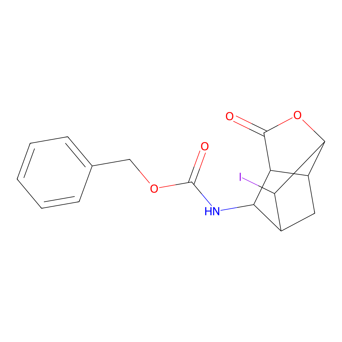Benzyl (6-iodo-2-oxohexahydro-2h-3,5-methanocyclopenta[b]furan-7-yl)carbamate molecular structure, CAS 1005077-72-4