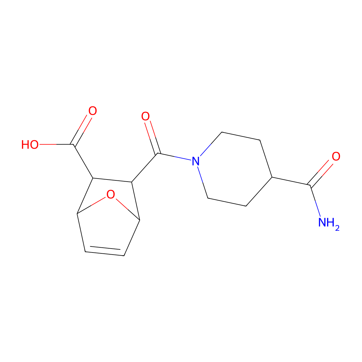 3-(4-Carbamoyl-piperidine-1-carbonyl)-7-oxa-bicyclo[2.2.1]hept-5-ene-2-carboxylic acid molecular structure, CAS 1005078-32-9