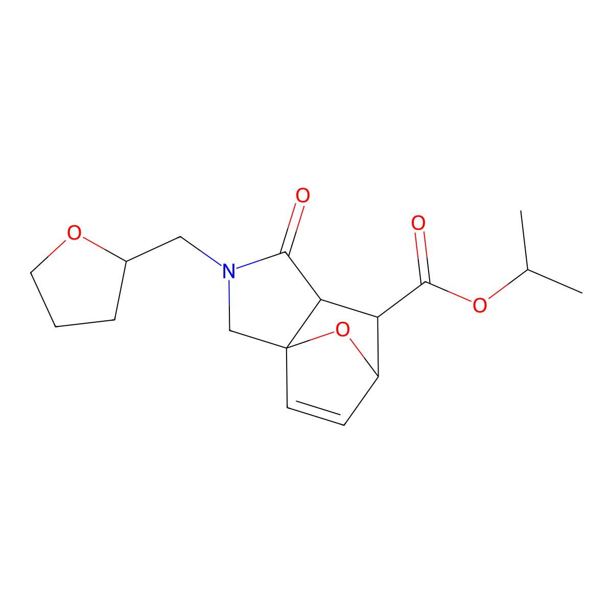 Propan-2-yl 1-oxo-2-(tetrahydrofuran-2-ylmethyl)-1,2,3,6,7,7a-hexahydro-3a,6-epoxyisoindole-7-carboxylate molecular structure, CAS 1005078-45-4