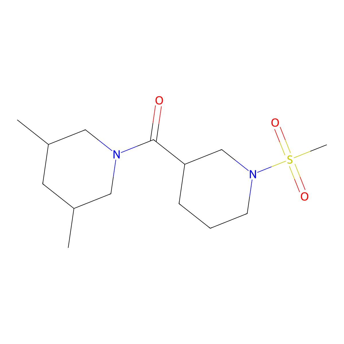 (3,5-Dimethylpiperidin-1-yl)(1-(methylsulfonyl)piperidin-3-yl)methanone molecular structure, CAS 1005079-54-8