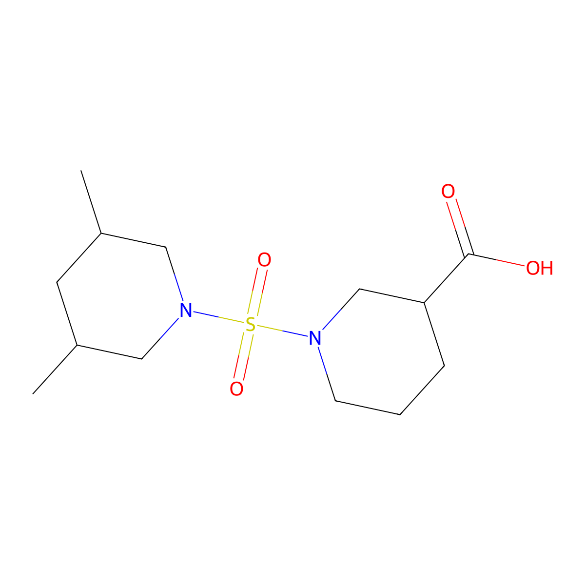 1-[(3,5-Dimethylpiperidin-1-yl)sulfonyl]piperidine-3-carboxylic acid molecular structure, CAS 1005079-76-4