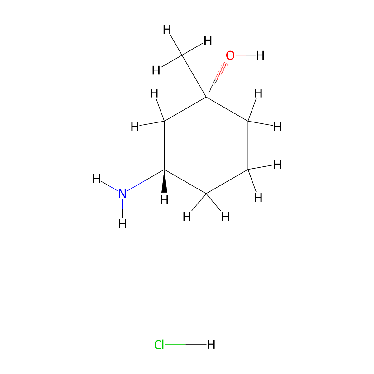 trans-(1R,3S)-3-amino-1-methylcyclohexan-1-ol;hydrochloride molecular structure, CAS 100508-03-0