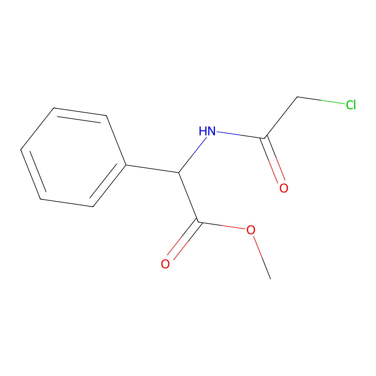 Methyl-2-[(chloroacetyl)amino]-2-phenylacetate molecular structure, CAS 100508-78-9