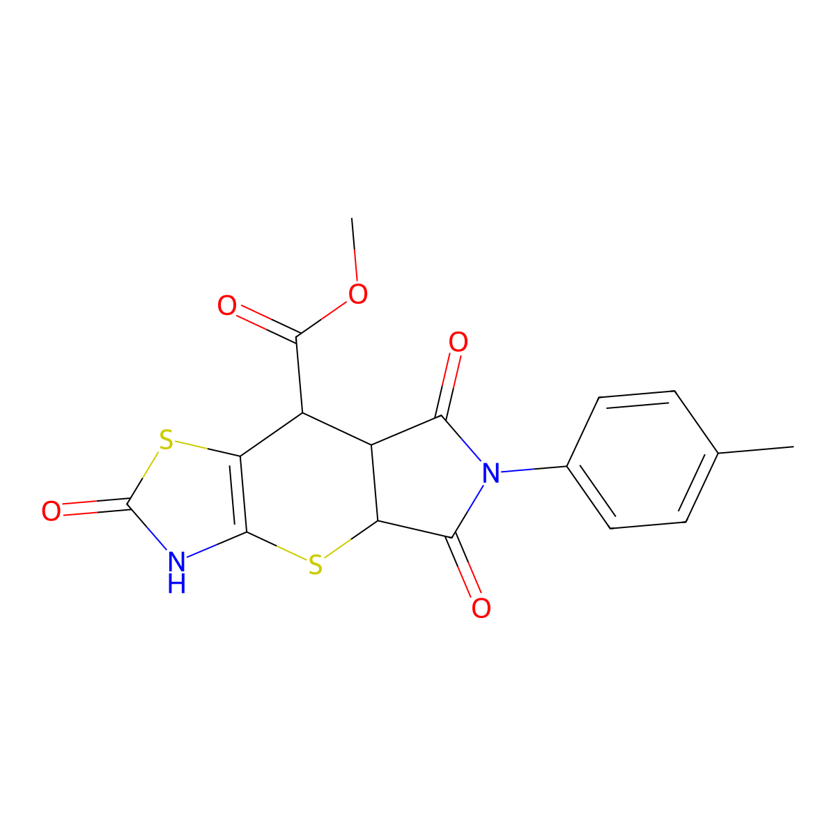 Methyl 11-(4-methylphenyl)-5,10,12-trioxo-2,6-dithia-4,11-diazatricyclo[7.3.0.0^{3,7}]dodec-3(7)-ene-8-carboxylate molecular structure, CAS 1005081-19-5
