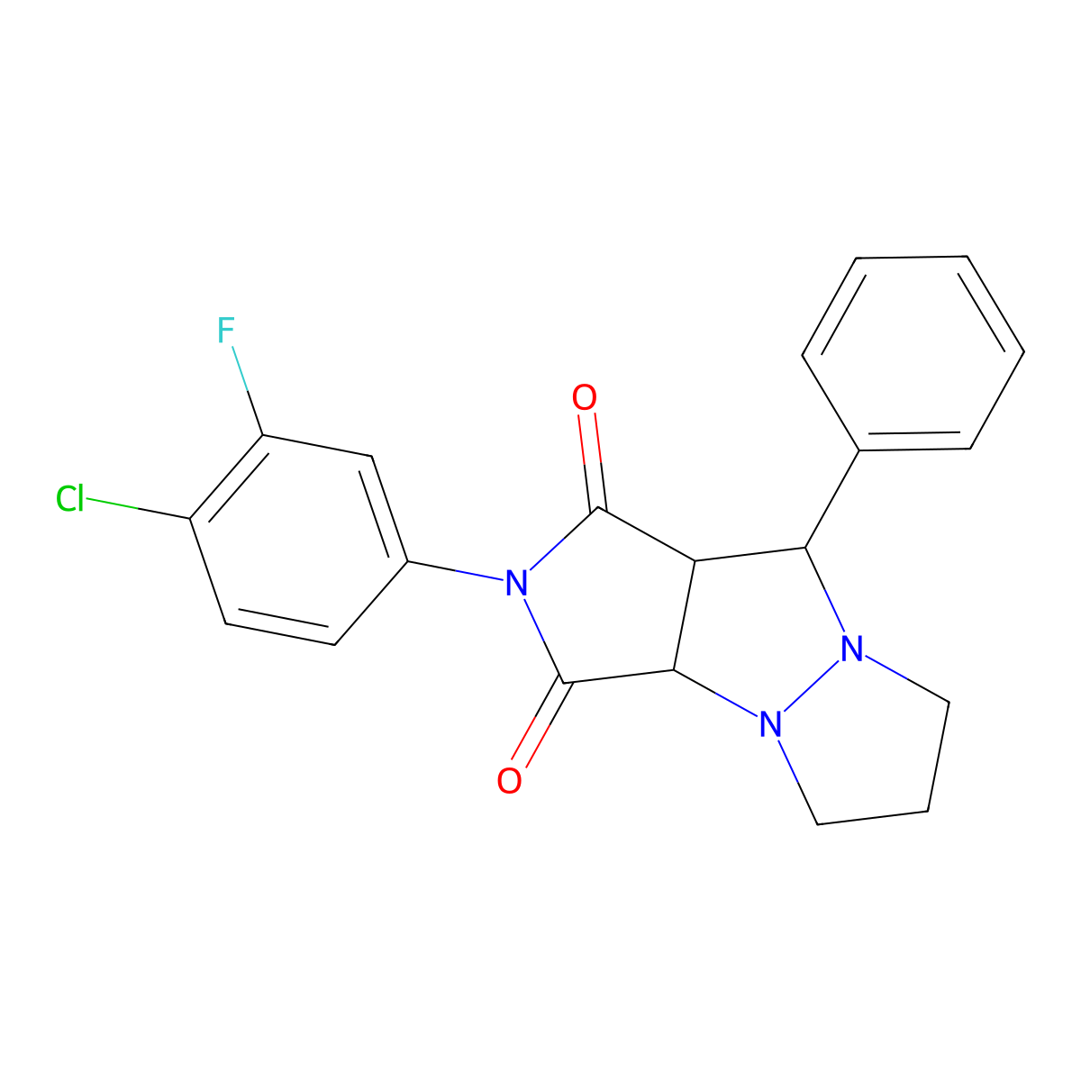 2-(4-chloro-3-fluorophenyl)-9-phenylhexahydro-1H-pyrazolo[1,2-a]pyrrolo[3,4-c]pyrazole-1,3(2H)-dione molecular structure, CAS 1005081-77-5