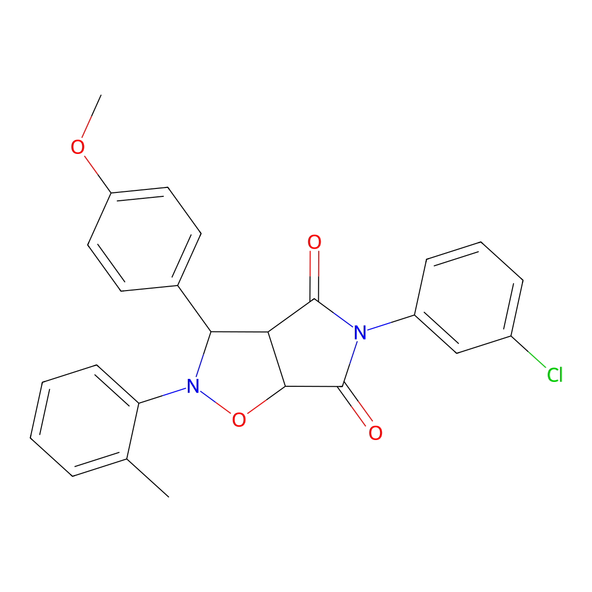 5-(3-chlorophenyl)-3-(4-methoxyphenyl)-2-(o-tolyl)dihydro-2H-pyrrolo[3,4-d]isoxazole-4,6(5H,6aH)-dione molecular structure, CAS 1005081-96-8