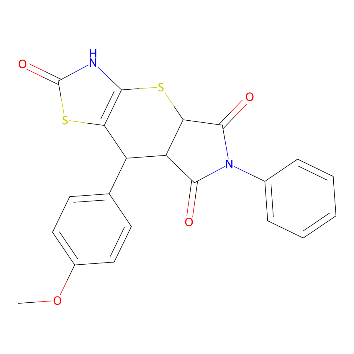 8-(4-methoxyphenyl)-6-phenyl-3,4a,7a,8-tetrahydropyrrolo[3',4':5,6]thiopyrano[2,3-d][1,3]thiazole-2,5,7(6H)-trione molecular structure, CAS 1005081-98-0