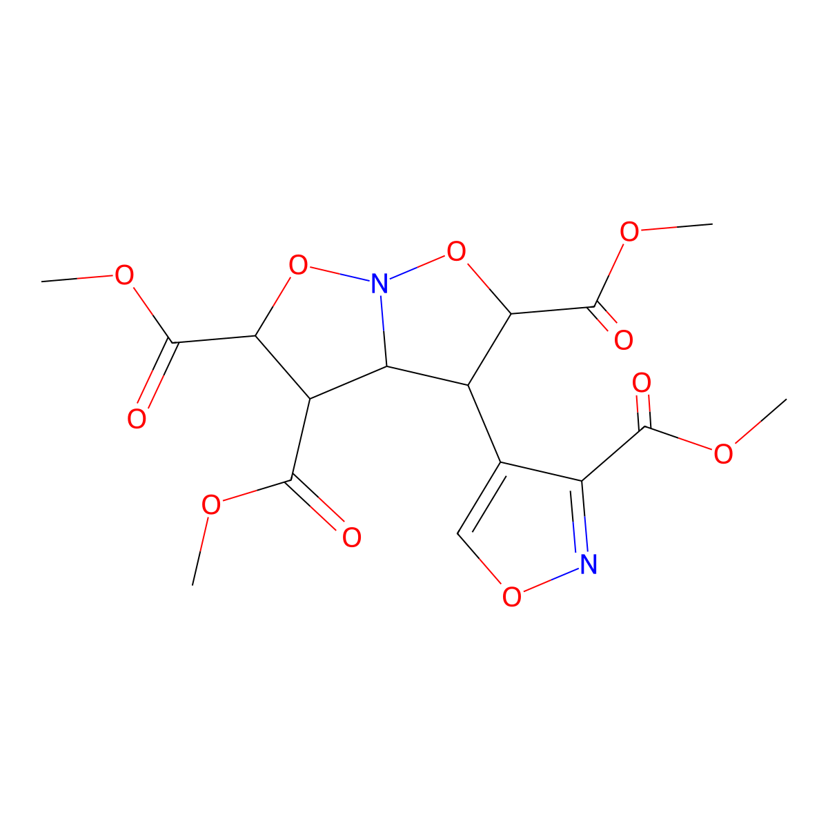 trimethyl 3-(3-methoxycarbonyl-1,2-oxazol-4-yl)-3,3a,4,5-tetrahydro-2H-[1,2]oxazolo[2,3-b][1,2]oxazole-2,4,5-tricarboxylate molecular structure, CAS 1005085-05-1