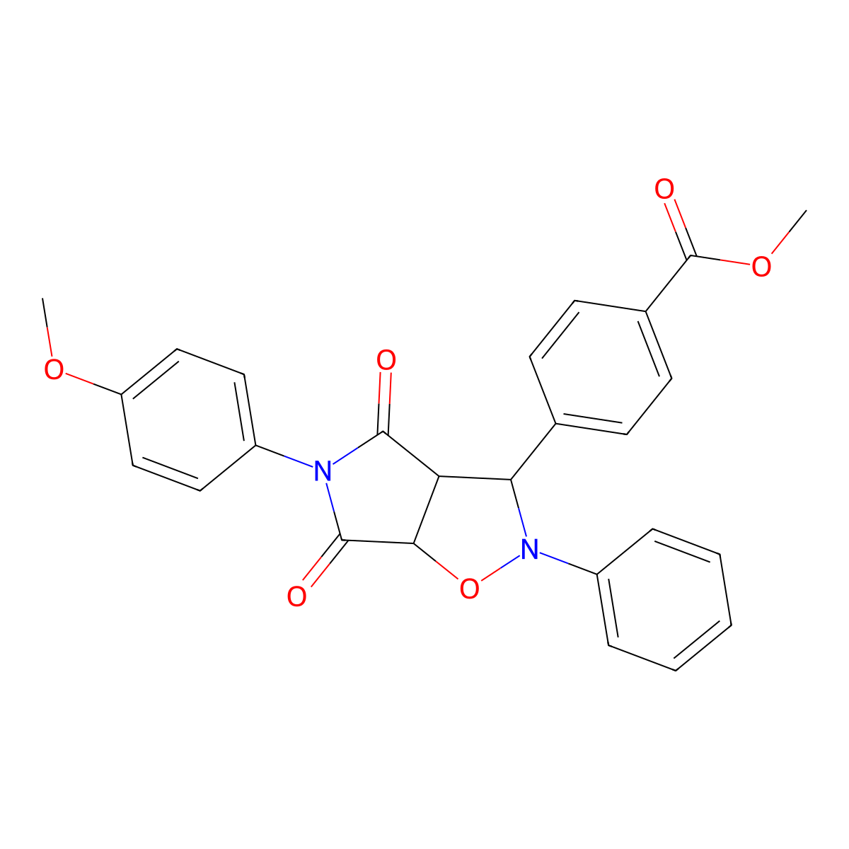 methyl 4-(5-(4-methoxyphenyl)-4,6-dioxo-2-phenylhexahydro-2H-pyrrolo[3,4-d]isoxazol-3-yl)benzoate molecular structure, CAS 1005085-36-8