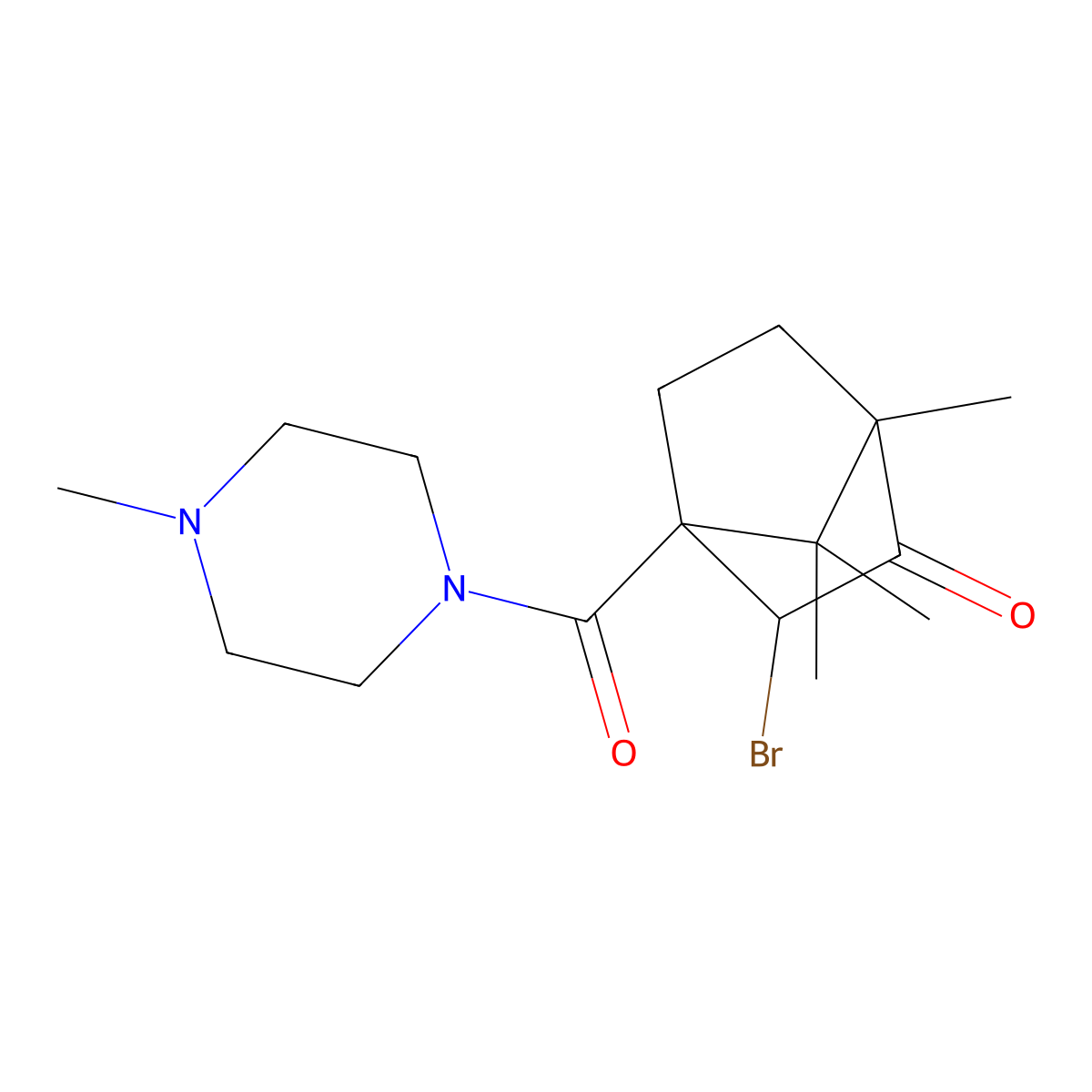 3-Bromo-1,7,7-trimethyl-4-[(4-methyl-1-piperazinyl)carbonyl]bicyclo[2.2.1]heptan-2-one molecular structure, CAS 1005085-48-2