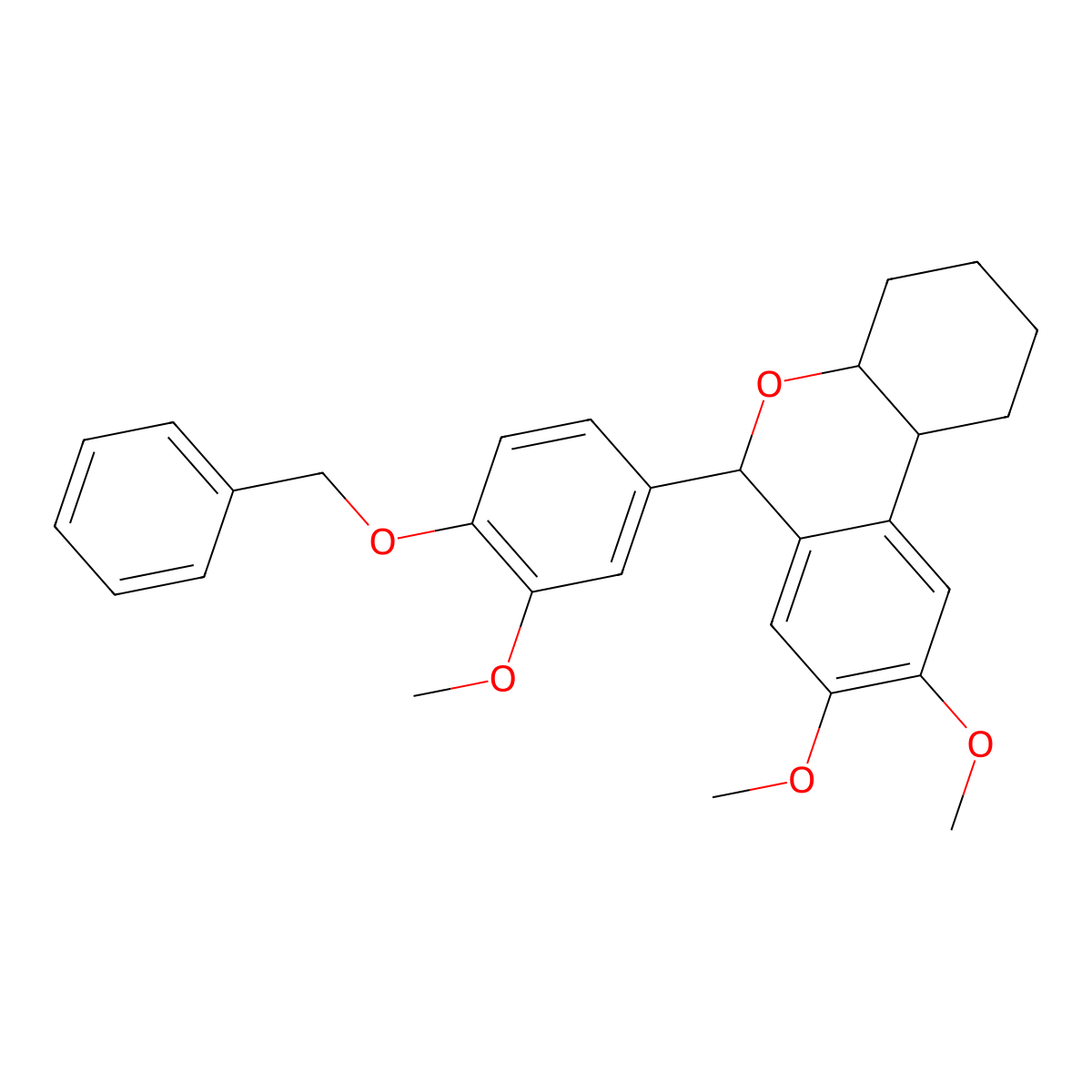 6-[4-(benzyloxy)-3-methoxyphenyl]-8,9-dimethoxy-2,3,4,4a,6,10b-hexahydro-1H-benzo[c]chromene molecular structure, CAS 1005085-72-2