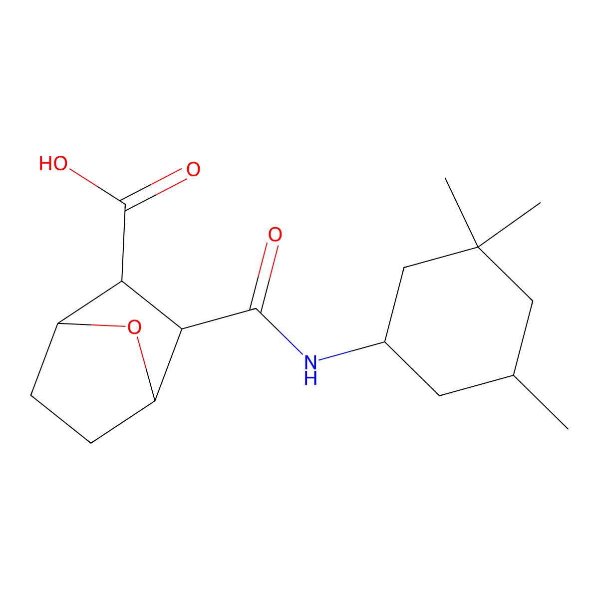 2-[(3,3,5-Trimethylcyclohexyl)carbamoyl]-7-oxabicyclo[2.2.1]heptane-3-carboxylic acid molecular structure, CAS 1005087-90-0