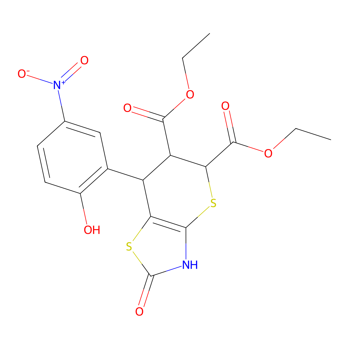 diethyl 7-(2-hydroxy-5-nitrophenyl)-2-oxo-3,5,6,7-tetrahydro-2H-thiopyrano[2,3-d]thiazole-5,6-dicarboxylate molecular structure, CAS 1005089-81-5