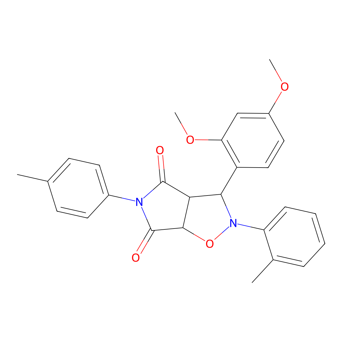 3-(2,4-dimethoxyphenyl)-2-(o-tolyl)-5-(p-tolyl)dihydro-2H-pyrrolo[3,4-d]isoxazole-4,6(5H,6aH)-dione molecular structure, CAS 1005089-82-6