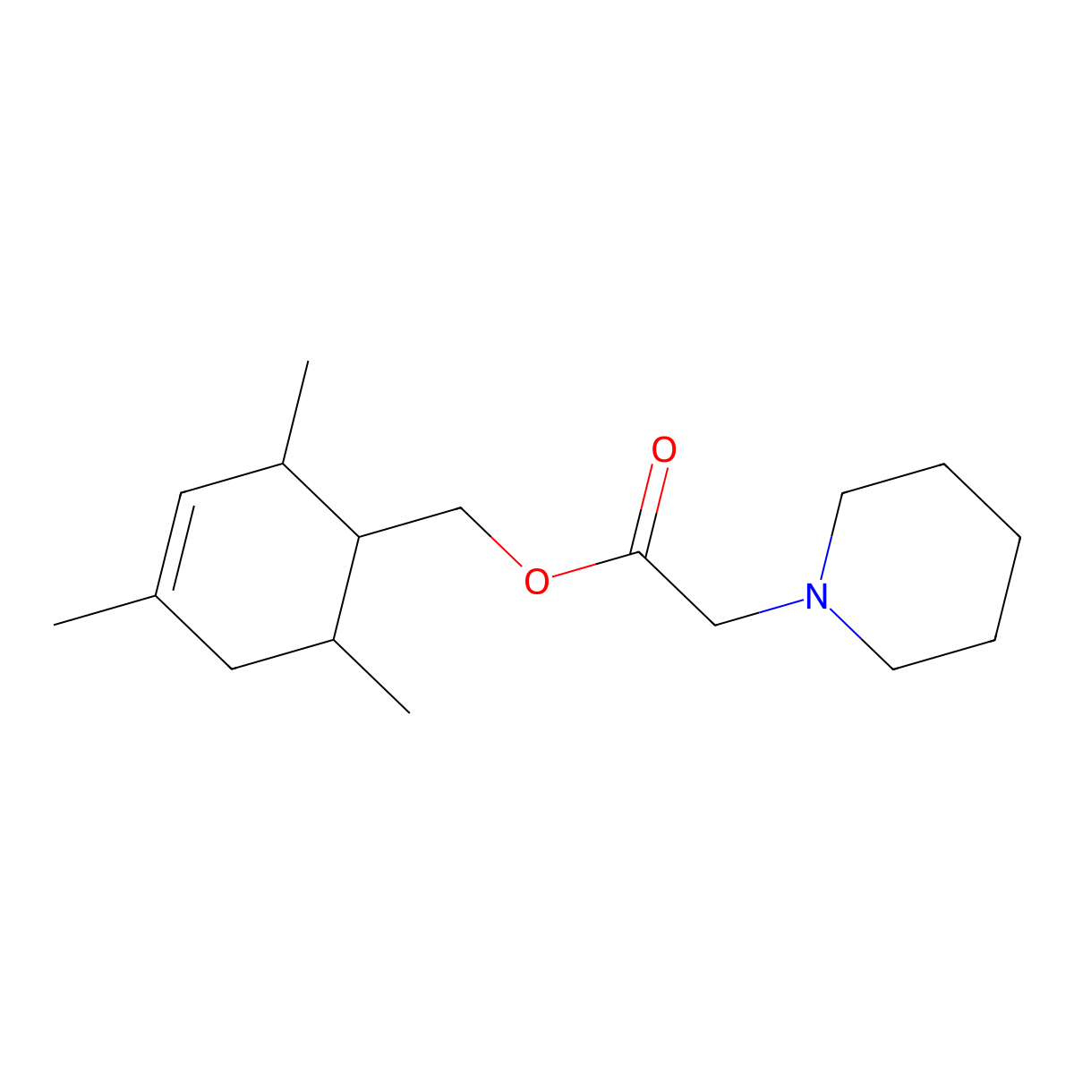 (2,4,6-Trimethylcyclohex-3-en-1-yl)methyl 2-piperidin-1-ylacetate molecular structure, CAS 1005089-99-5